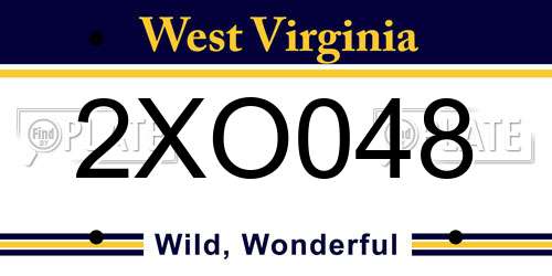 2XO048 West Virginia License Plate
