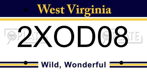 2XOD08 West Virginia License Plate