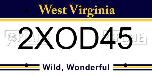 2XOD45 West Virginia License Plate