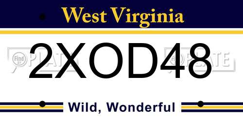 2XOD48 West Virginia License Plate