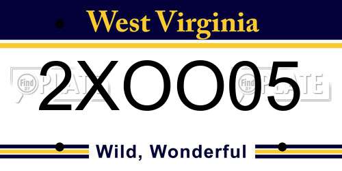 2XOO05 West Virginia License Plate