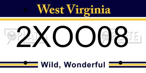 2XOO08 West Virginia License Plate