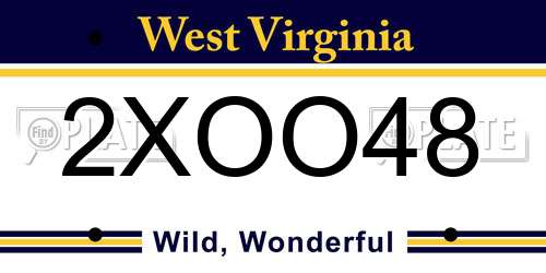 2XOO48 West Virginia License Plate