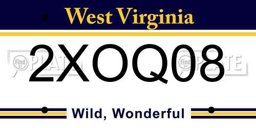 2XOQ08 West Virginia License Plate