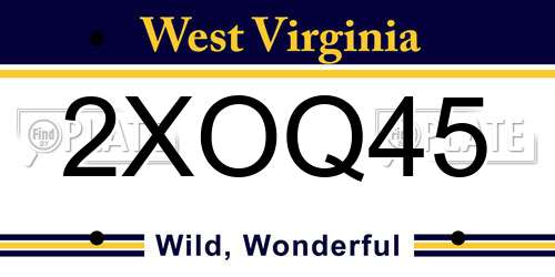 2XOQ45 West Virginia License Plate
