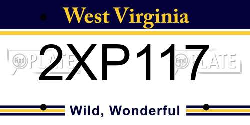 2XP117 West Virginia License Plate