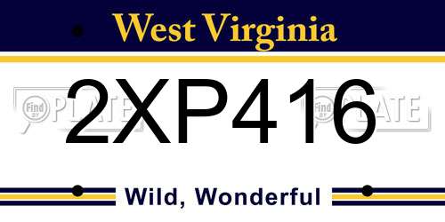 2XP416 West Virginia License Plate