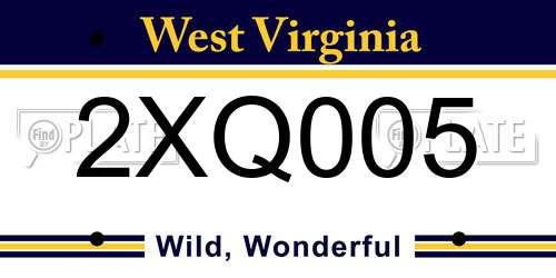 2XQ005 West Virginia License Plate
