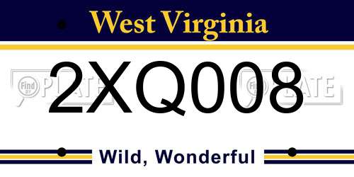 2XQ008 West Virginia License Plate