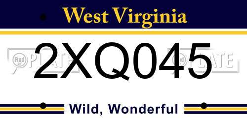 2XQ045 West Virginia License Plate