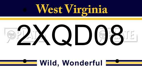 2XQD08 West Virginia License Plate