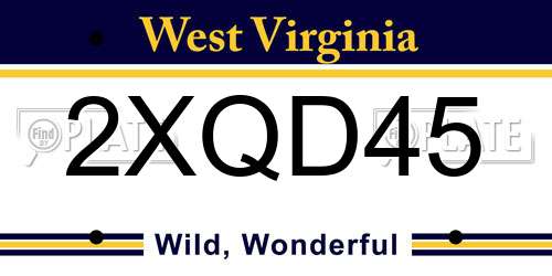2XQD45 West Virginia License Plate