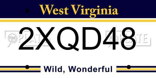 2XQD48 West Virginia License Plate