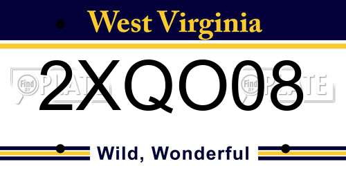 2XQO08 West Virginia License Plate