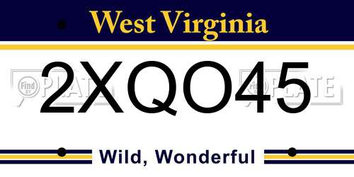 2XQO45 West Virginia License Plate