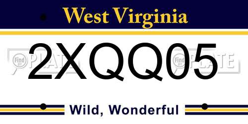 2XQQ05 West Virginia License Plate