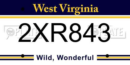 2XR843 West Virginia License Plate