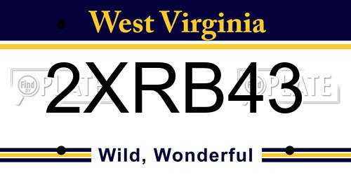 2XRB43 West Virginia License Plate