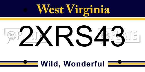 2XRS43 West Virginia License Plate