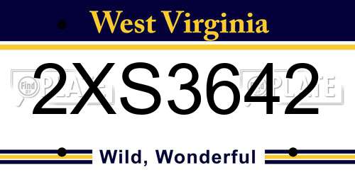 2XS3642 West Virginia License Plate