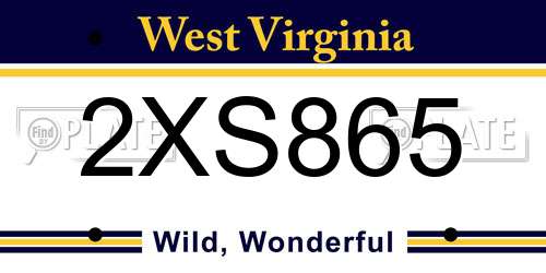 2XS865 West Virginia License Plate