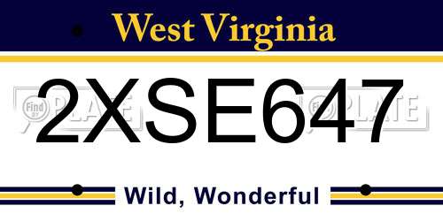 2XSE647 West Virginia License Plate