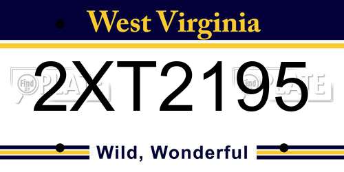 2XT2195 West Virginia License Plate
