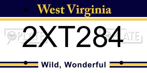 2XT284 West Virginia License Plate