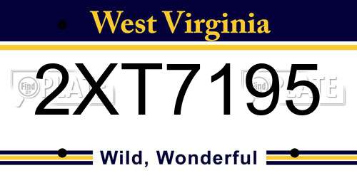 2XT7195 West Virginia License Plate