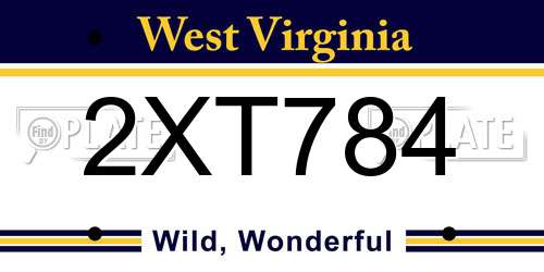 2XT784 West Virginia License Plate