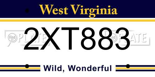 2XT883 West Virginia License Plate