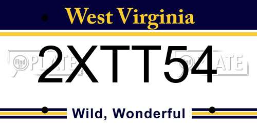 2XTT54 West Virginia License Plate