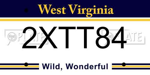 2XTT84 West Virginia License Plate