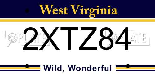 2XTZ84 West Virginia License Plate