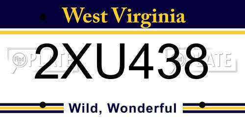 2XU438 West Virginia License Plate