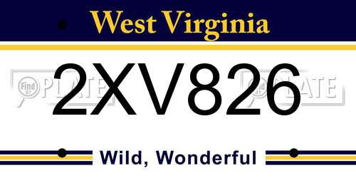 2XV826 West Virginia License Plate