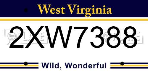 2XW7388 West Virginia License Plate