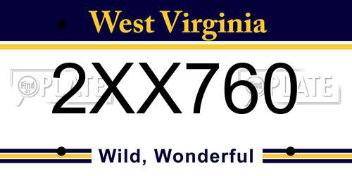 2XX760 West Virginia License Plate