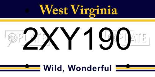 2XY190 West Virginia License Plate