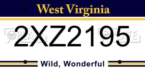 2XZ2195 West Virginia License Plate
