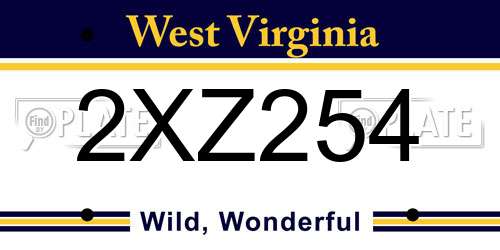 2XZ254 West Virginia License Plate