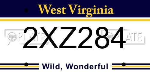 2XZ284 West Virginia License Plate