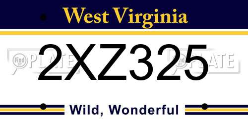 2XZ325 West Virginia License Plate