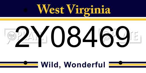 2Y08469 West Virginia License Plate