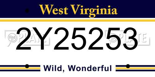 2Y25253 West Virginia License Plate