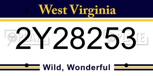 2Y28253 West Virginia License Plate