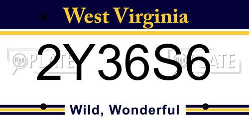 2Y36S6 West Virginia License Plate