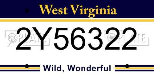 2Y56322 West Virginia License Plate