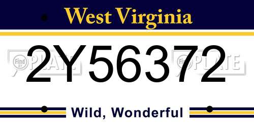 2Y56372 West Virginia License Plate