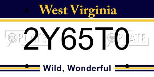 2Y65T0 West Virginia License Plate
